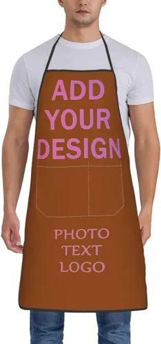 Vista 11 de Delantal personalizado con bolsillos para mujeres y hombres, diseño personalizado de tu imagen texto logotipo para cocina delantales de cocina