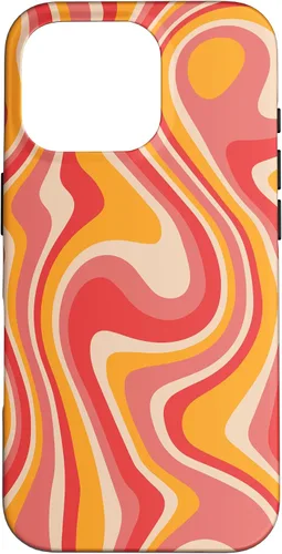 Vista 20 de Funda psicodélica para iPhone 16 Retro Groovy Liquid Swirl Hippie 70's 80's