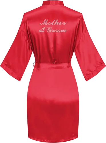 Vista 20 de Bata de boda para mujer, para novia, dama de honor, corta, de satén, kimono, batas de seda para prepararse, fiesta nupcial
