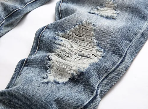 Vista 4 de OIIIO Pantalón vaquero de pierna recta rasgados para hombre