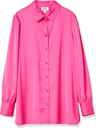 Vista 6 de The Drop Women's Standard Lucyswhims Long-Sleeve Button Down Stretch Satin Shirt