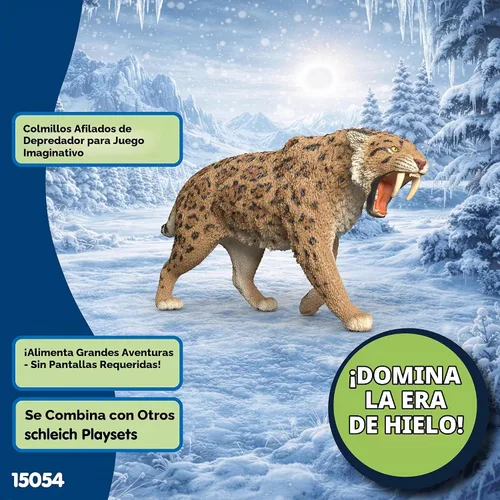 Vista 4 de Schleich Dinosaurios - Figura de juguete Smilodon - Niños a partir de 4