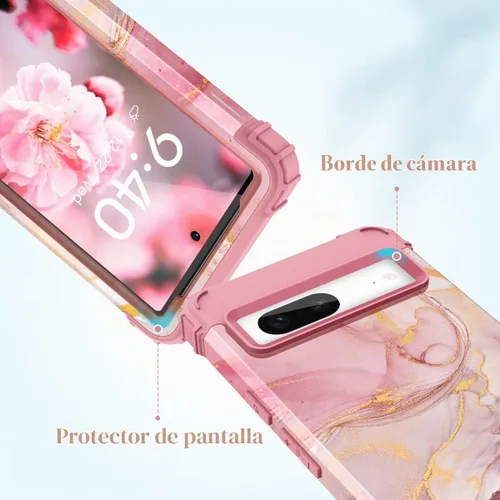 Vista 3 de Funda para Pixel 7, funda para Google Pixel 7, mármol rosa dorado