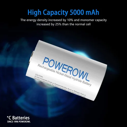 Vista 2 de Baterías C recargables con cargador de batería inteligente, 5000mAh-8