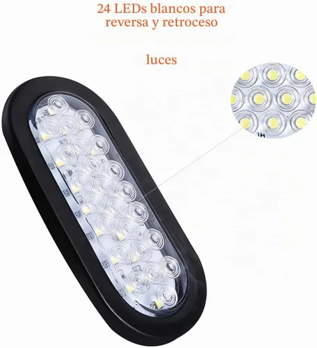 Vista 2 de NPAUTO 4 luces LED ovaladas de 6 pulgadas, 24 luces LED blancas de respaldo reverso, impermeable, parada de remolque, luz trasera para caravanas