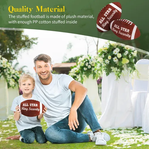 Vista 6 de Deekin 2 piezas de 12 pulgadas All Star Ring Bearer Football Plush Baby Football Stuffed Fluffy Toddler Thank You Regalo de boda para niños y niñas