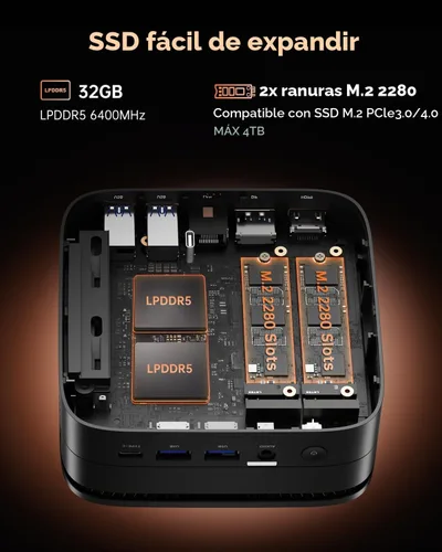 Vista 3 de KAMRUI Hyper H1 AMD Ryzen 7 6800H Mini PC para juegos, 32 GB de RAM 1 TB