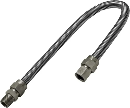 Vista 6 de Kit de conectores de gas de acero inoxidable de 12 pulgadas, conector de manguera de gas flexible de 5/8 pulgadas de diámetro exterior para rango