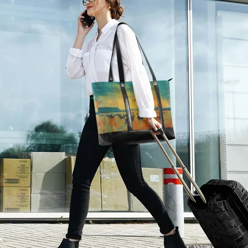 Vista 3 de Sunset Deers - Bolsas para computadora con clase con cremallera para universidad con pañal maletín ejecutivo para mujer