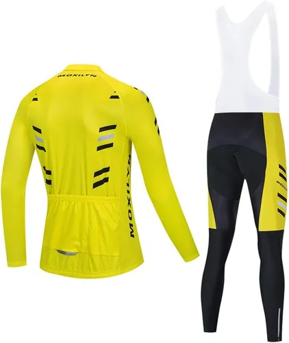 Vista 2 de Conjunto de camiseta de ciclismo para hombre, de manga larga, con almohadilla de gel 20D