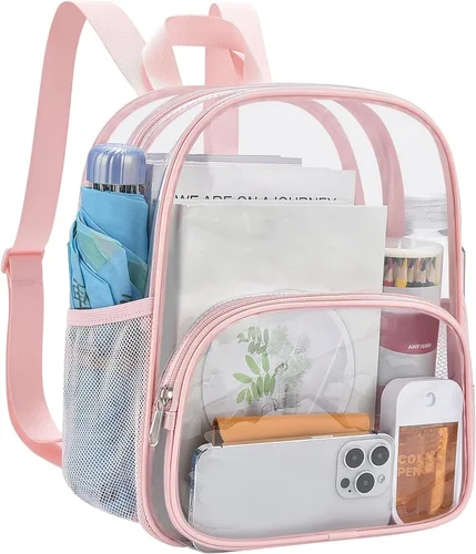 Vista 29 de USPECLARE Minimochila Transparente Aprobada para Estadio para Niños Pequeños y Niñas, Concierto, Festival, Eventos Deportivos, Aguamarina, Mediana