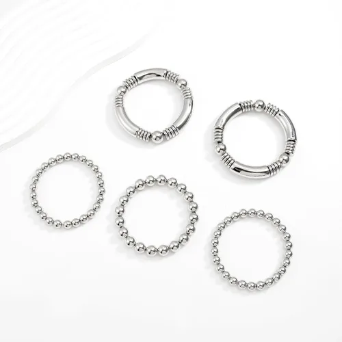 Vista 7 de Brazalete chapado en oro de 14 quilates para mujer, grueso, curvado, apilable, chapado en cuentas, pulseras elásticas
