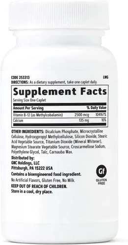 Vista 2 de GNC Suplemento de metilo B12 de 2500 mcg, esencial para el metabolismo de carbohidratos y la producción de energía, 100 porciones
