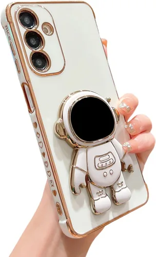 Vista 24 de phylla para Samsung Galaxy A12 Funda de Teléfono con Soporte Oculto de Astronauta Chapado en Oro de Lujo Lindo Astronauta Lateral Lindo