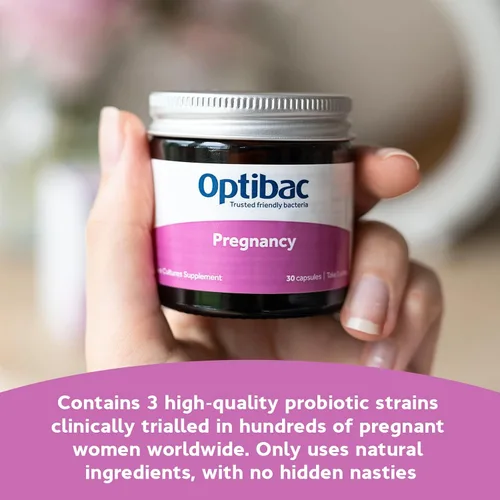 Vista 3 de Optibac Probiotics Embarazo - Probiótico vegano para mujeres embarazadas y lactantes para apoyar la salud intestinal, inmune y vaginal, 12 mil