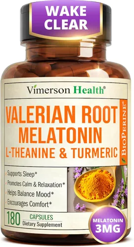 Vista 11 de Cúrcuma y melatonina, raíz de valeriana, jengibre, canela, L-teanina y BioPerine de pimienta negra, relaja y adormece, reduce inflamación y dolor