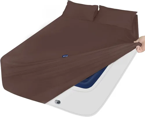 Vista 8 de Moonsea Juego de sábanas tamaño completo de bolsillo extra profundo para colchón de aire - Sábanas de bolsillo profundo juego de sábanas de cama Gris