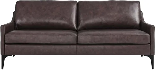 Vista 4 de Modway Sofá Corland de cuero y metal de estilo moderno en acabado marrón