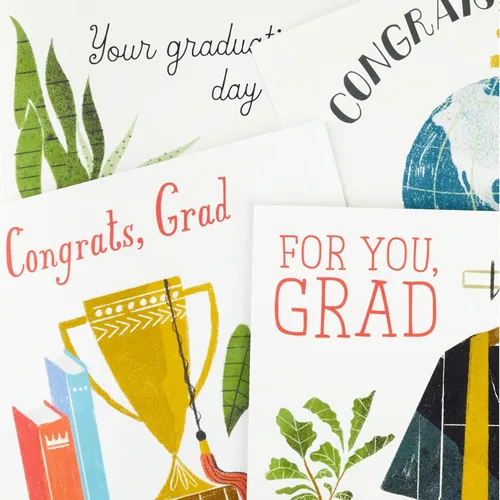 Vista 2 de Hallmark Surtido de tarjetas de graduación, felicitaciones graduadas (8 tarjetas con sobres, 4 diseños)