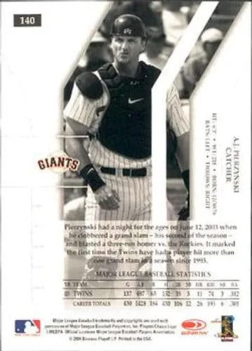 Vista 2 de 2004 Donruss Elite #140 A.J. Pierzynski San Francisco Giants MLB Baseball Card NM-MT