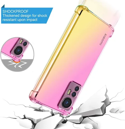 Vista 7 de Para Mi 12 Lite 5G Case, Clear Cute Gradient Phone Case Slim Anti Scratch Flexible TPU Cover Funda Protectora a Prueba de Golpes para Xiaomi 12 Lite