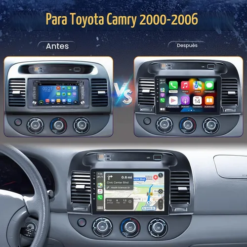Vista 3 de Estéreo de coche Android 13 para Toyota Camry 2000 2001 2002 2003 2004 2005 2006 9 pulgadas pantalla táctil Radio con Carplay Android Auto Hi-Fi