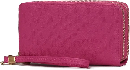 Vista 73 de MKF Collection Mia K - Cartera de pulsera para mujer, pequeña cartera de cuero vegano para tarjetas de crédito con cremallera y bolsillo