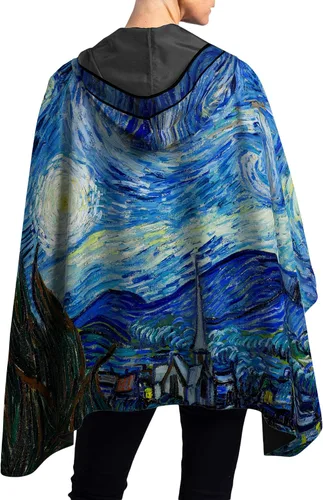 Vista 6 de RainCaper Cherry Blossoms Poncho de lluvia para mujer con capucha reversible Flores de cerezo