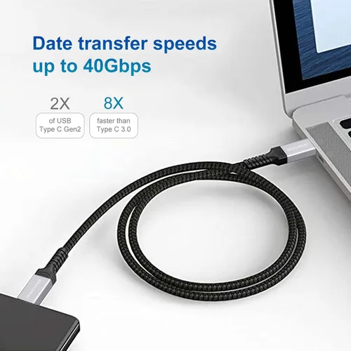 Vista 4 de Cable USB4 de 240 W de 3.3 pies [certificado USB-IF], carga PD, soporta sincronización de datos de 40 Gbps y 8K/5K @60 HZ, compatible