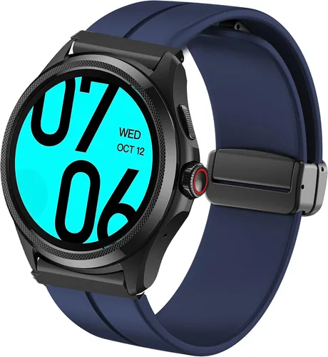 Vista 13 de Lamshaw Compatible con Ticwatch Pro 5 Smartwatch Bands, 0.964 pulgadas de silicona suave hebilla magnética correas de repuesto compatibles con Negro