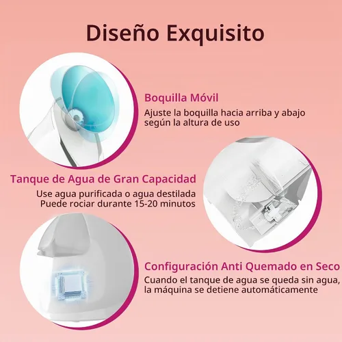 Vista 7 de EZBASICS Vapor facial, niebla caliente iónica nano para limpieza profunda Azul