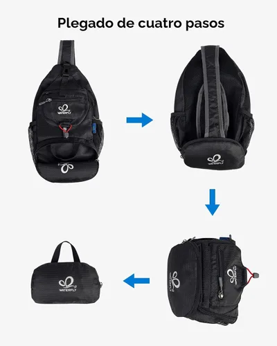 Vista 6 de WATERFLY - Mochila cruzada ligera y plegable, mochila de viaje