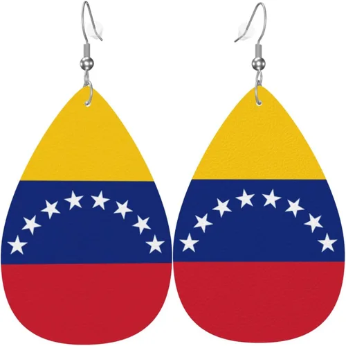Vista 19 de Pendientes colgantes de cuero, aretes de lágrima ligeros para mujer