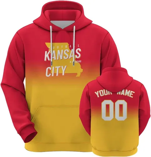 Vista 31 de Custom Football City Map Gradient Hoodies-Personalized Name Number Hooded Sweatshirts Football Fans Gifts for Men,Women,Youth