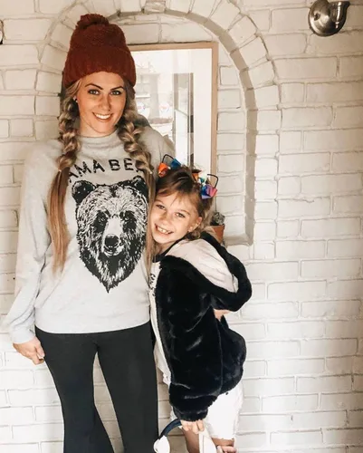 Vista 6 de Blooming Jelly - Sudadera holgada de manga larga para mujer, de cuello redondo con estampado de mamá oso