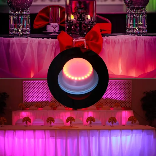 Vista 2 de Paquete de 4 luces LED debajo de la mesa para fiestas, iluminación RGB para eventos para bodas, control remoto para mesa de cóctel, mesa de café