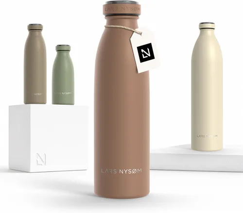 Vista 64 de LARS NYSØM Botella de agua aislada de acero inoxidable de 12 onzas, 17 onzas, 25 onzas, 34 onzas, 51 onzas, frasco térmico aislado para bebidas