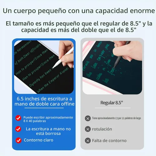 Vista 2 de Mini tableta de escritura LCD, almohadilla de dibujo electrónica reutilizable borrable de 6.5 pulgadas, almohadilla de dibujo electrónica para niños