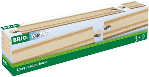 Vista 3 de BRIO World 33341 - Vías largas y rectas - 4 vías de tren de madera para niños a partir de 3 años