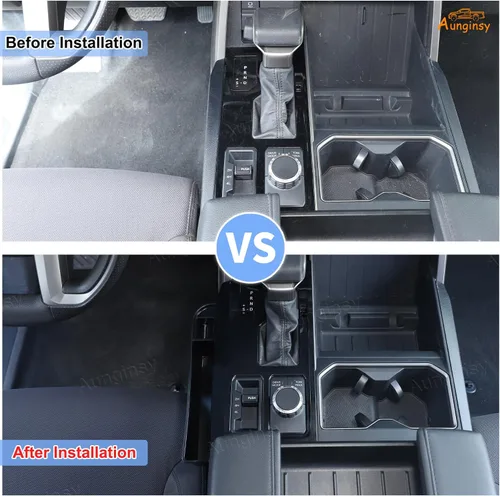 Vista 8 de Aunginsy Marco para panel de cambio de marchas con caja de almacenamiento Compatible con Toyota Tundra/Sequoia 2022-2024 2025 Protector contra