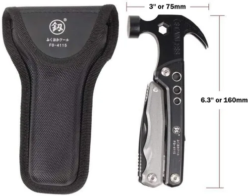 Vista 5 de Hammer & Pliers Herramienta multifuncional 14 en 1 Kit portátil para emergencias de automóvil, camping, hogar