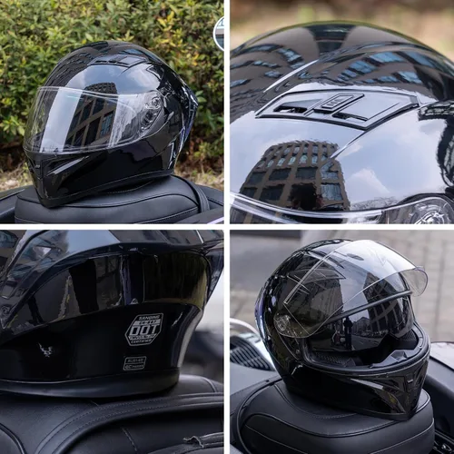 Vista 2 de SPARK Casco de motocicleta de cara completa para adultos, aprobado por DOT, ligero y ventilado, doble visera para hombres y mujeres, motos de nieve