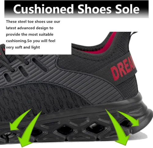 Vista 3 de Steel Toe Shoes for Men Women Safety Work Shoes Comfortable Steel Toe Sneakers Puncture Proof Slip on Safety Shoes for Industrial,Coustruction