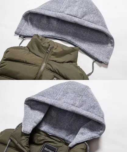 Vista 5 de Msmsse Chalecos de invierno para hombre ropa de abrigo extraíble con capucha