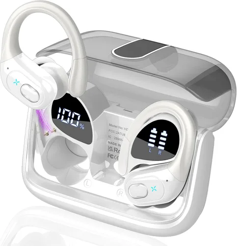 Vista 18 de Auriculares inalámbricos Bluetooth 5.4 de 75 horas para deporte, auriculares Bluetooth 2025 estéreo con graves profundos sobre la oreja con ganchos