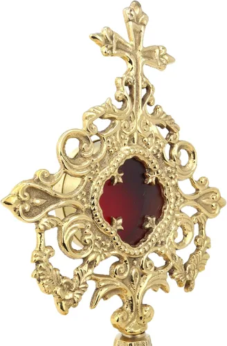 Vista 6 de Needzo Monstrance de latón adornado, Relicario para la Sagrada Eucaristía, 5.75 x 9 pulgadas