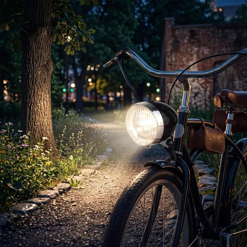 Vista 2 de Kadimendium Luz delantera de bicicleta, faro retro negro fácil de instalar con soporte para ciclismo ABS Construction, Weather proof, Fits