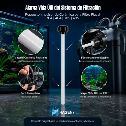 Vista 2 de Fluval Conjunto de eje de cerámica, para impulsores con aspas de ventilador rectas solamente, 304, 305, 404, 405