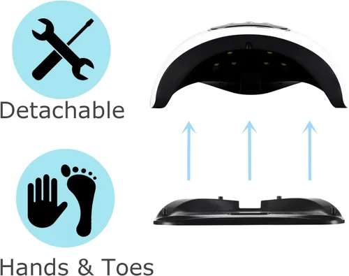 Vista 11 de BIGBEAR Luz UV para uñas, luz LED de uñas de 48 W para esmalte de gel, secador rápido de uñas con sensor automático, ajuste de 3 temporizadores