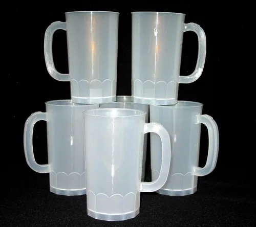 Vista 4 de Talisman, tazas de plástico para cerveza, grandes, 32 onzas, paquete de 8, color esmerilado
